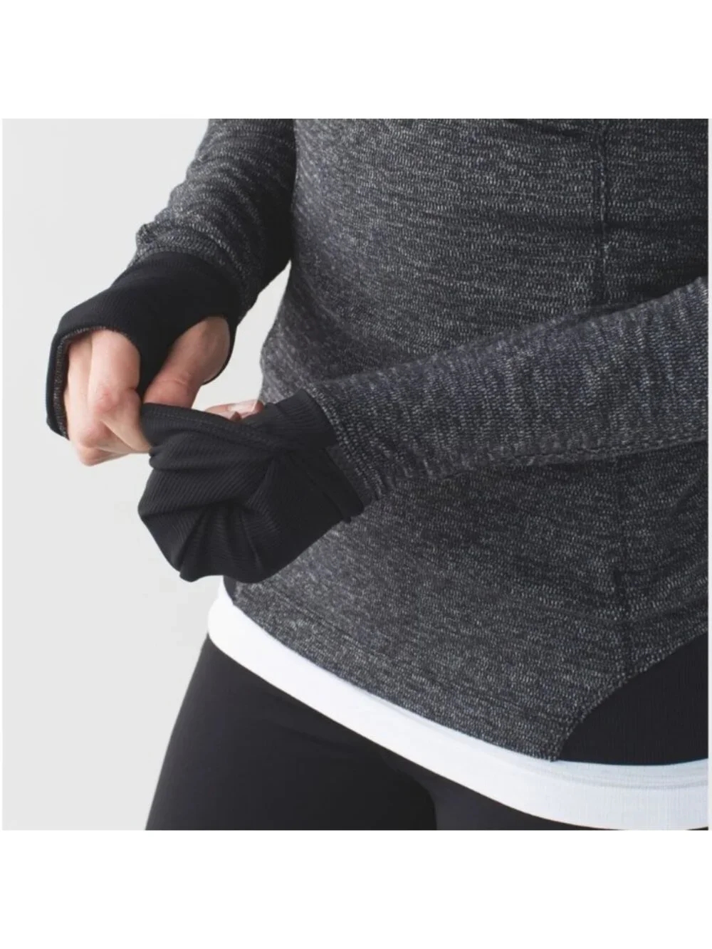 Lululemon Runderful 1/2 Zip Mini Check Pique Black Heathered Black / Black